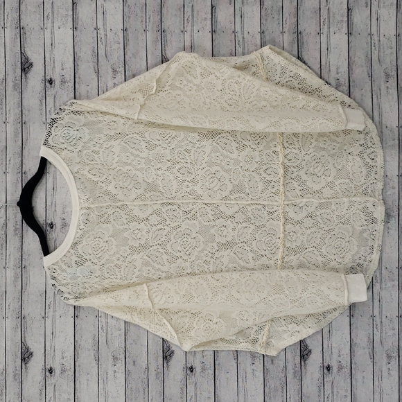Free People-Soft Fuzzy Sheer Floral Lace Not Cold In This Top Ivory Size S - Picture 5 of 7